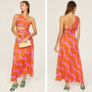 Farm Rio Copacabana Pink Cutout Midi Dress XL NWT New